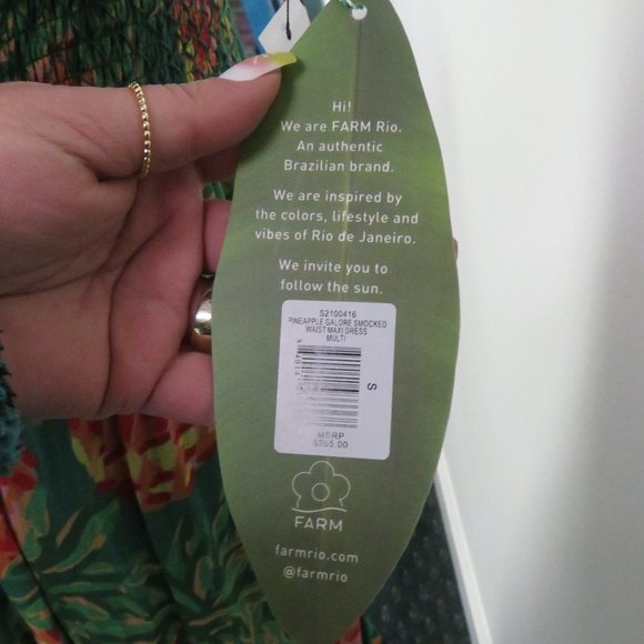 FarmRio Green Pineapple Print Maxi Dress Size S NWT - Picture 12 of 15